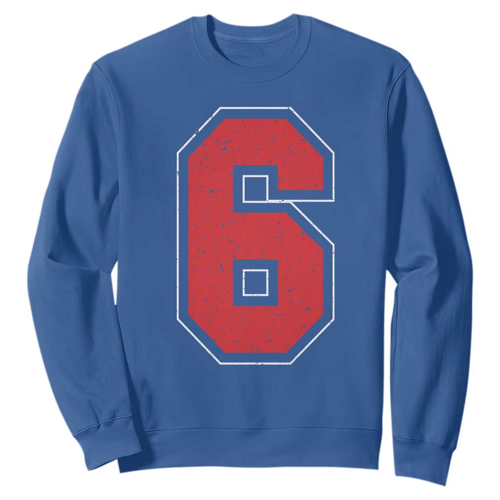 Number 6 Sweatshirt Fan Varsity Sports Team 67 Jersey Number TS11 Royal Blue Print Your Wear