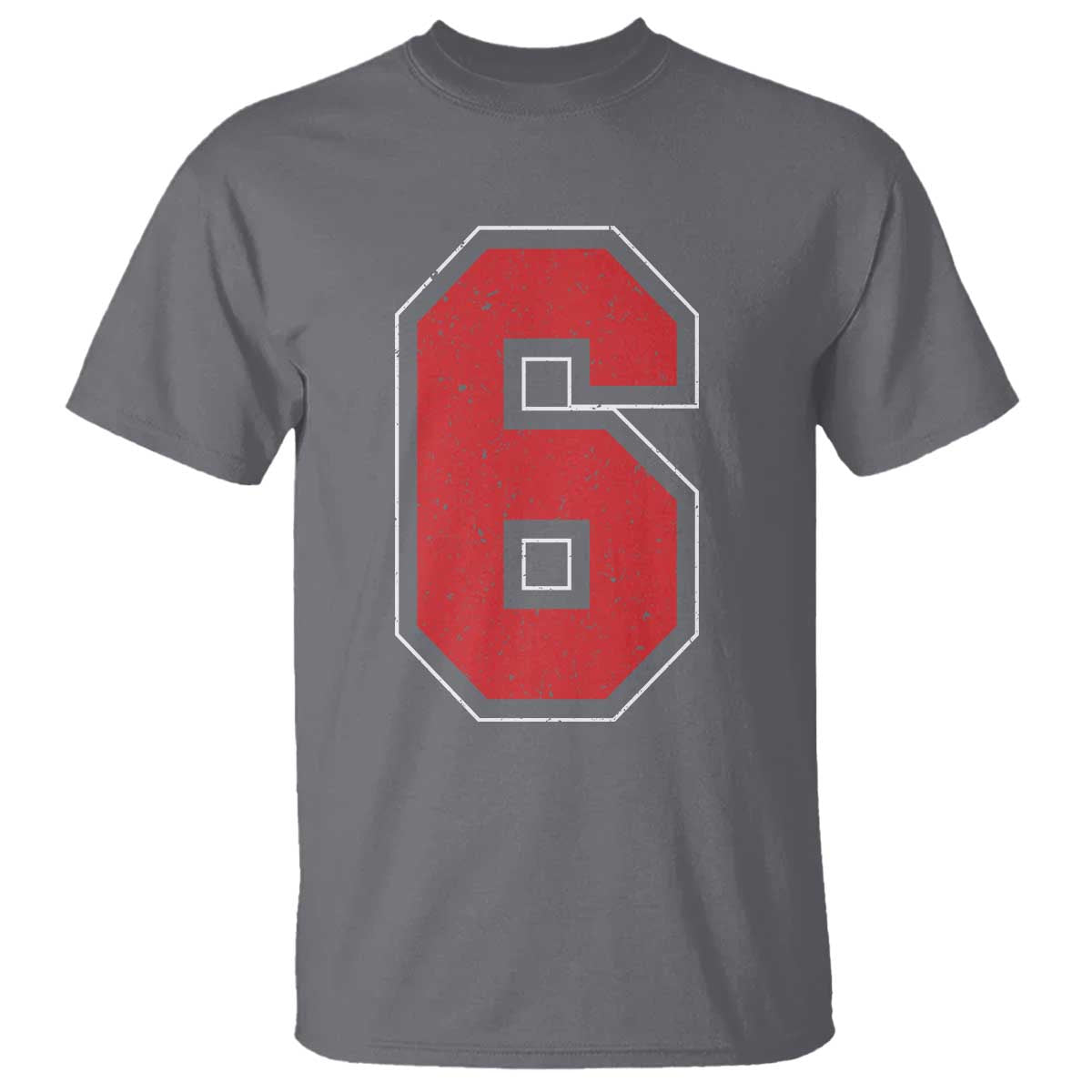 Number 6 T Shirt Fan Varsity Sports Team 67 Jersey Number TS11 Charcoal Print Your Wear