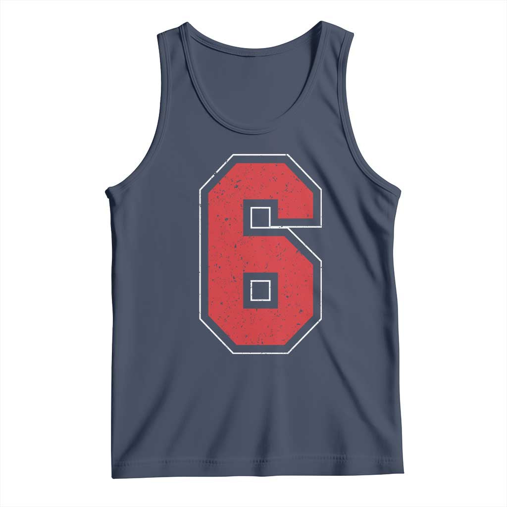 Number 6 Tank Top Fan Varsity Sports Team 67 Jersey Number TS11 Navy Print Your Wear