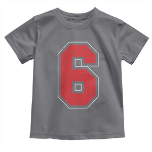 Number 6 Toddler T Shirt Fan Varsity Sports Team 67 Jersey Number TS11 Charcoal Print Your Wear