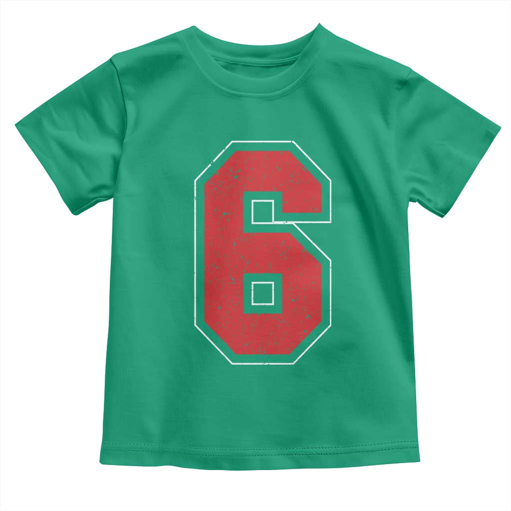 Number 6 Toddler T Shirt Fan Varsity Sports Team 67 Jersey Number TS11 Irish Green Print Your Wear