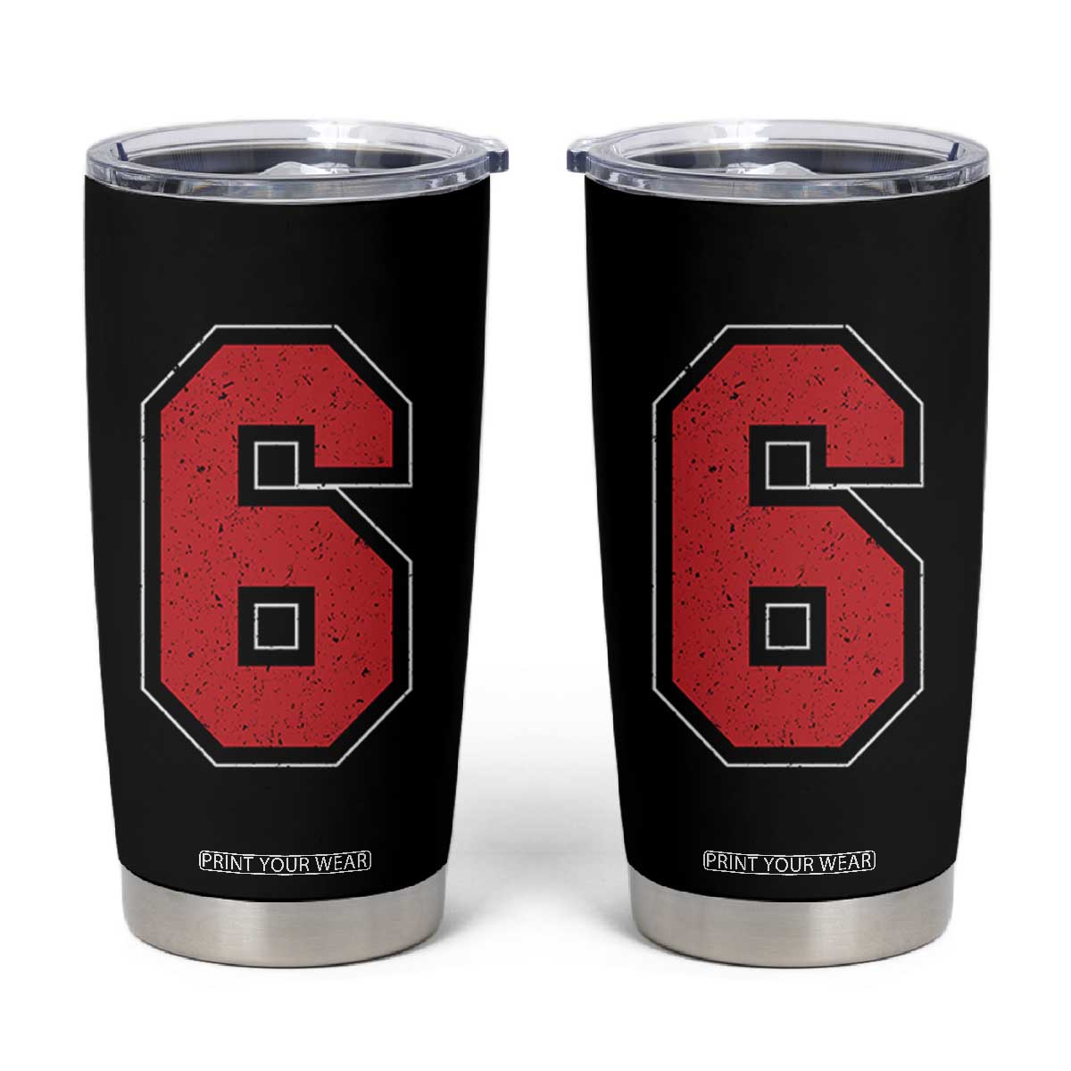 Number 6 Tumbler Cup Fan Varsity Sports Team 67 Jersey Number TS11 Black Print Your Wear