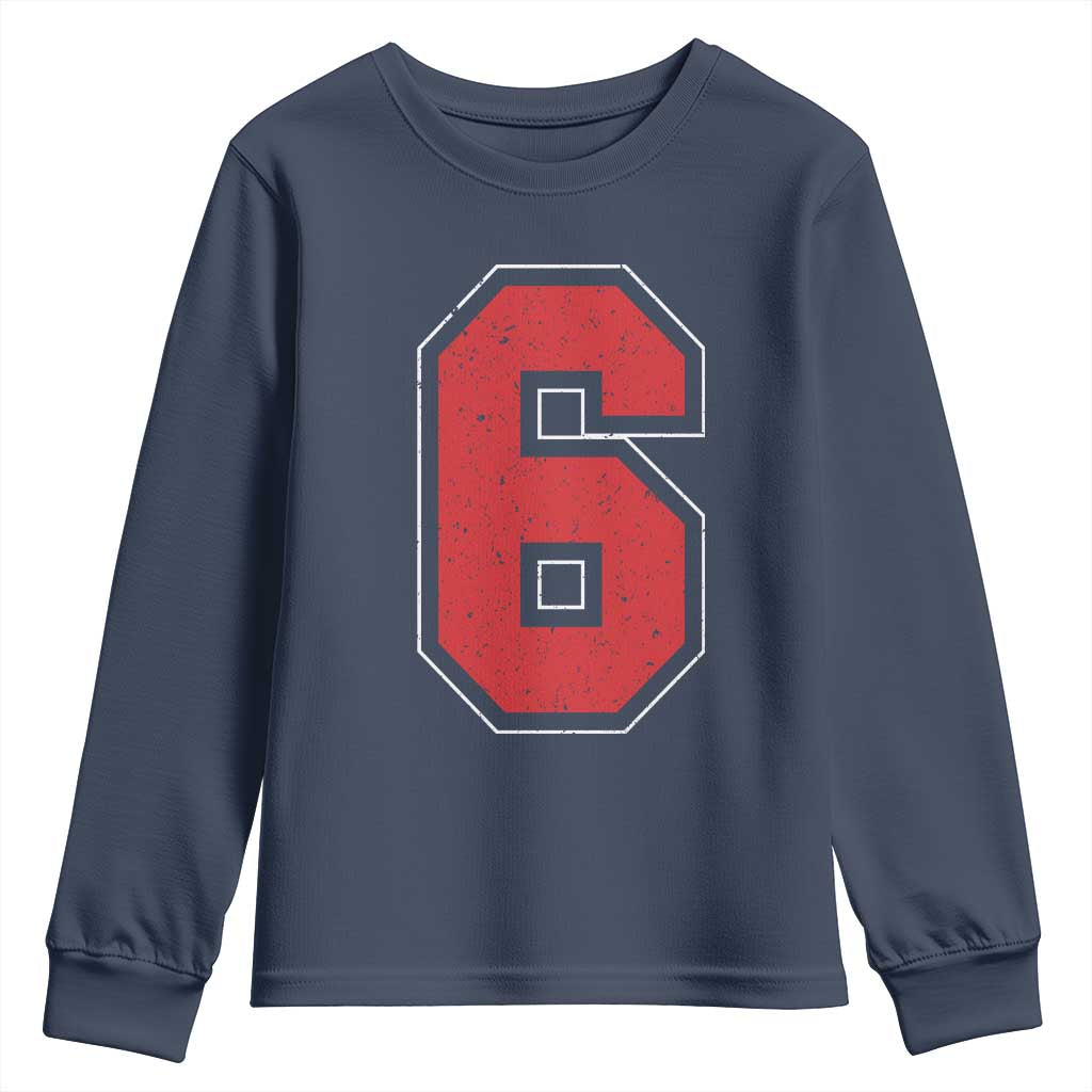 Number 6 Youth Sweatshirt Fan Varsity Sports Team 67 Jersey Number TS11 Navy Print Your Wear