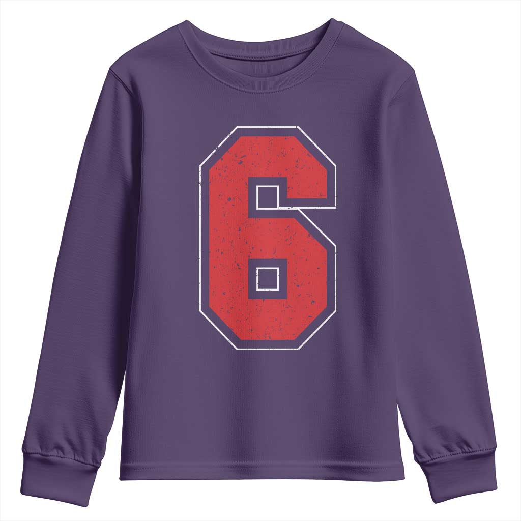Number 6 Youth Sweatshirt Fan Varsity Sports Team 67 Jersey Number TS11 Purple Print Your Wear