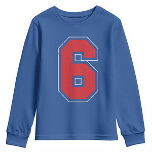 Number 6 Youth Sweatshirt Fan Varsity Sports Team 67 Jersey Number TS11 Royal Blue Print Your Wear