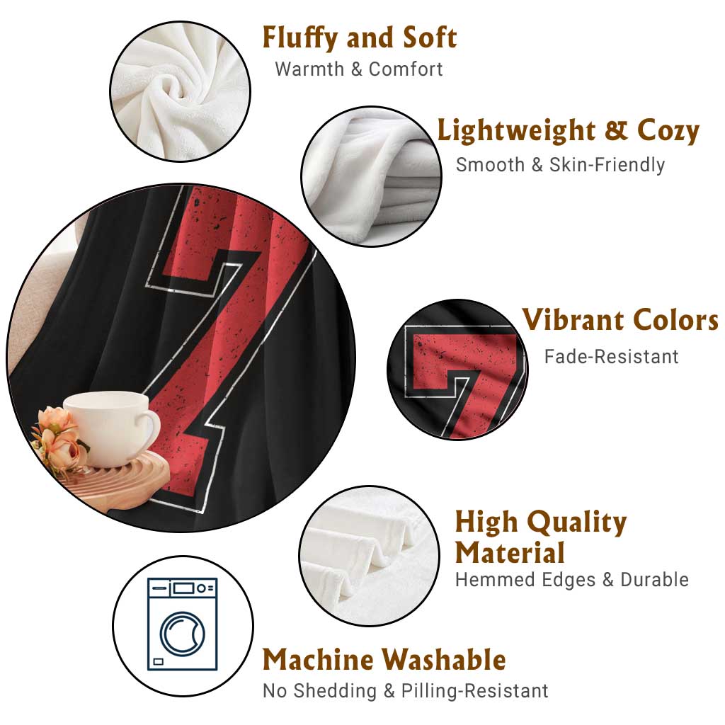 Number 7 Throw Blanket Fan Varsity Sports Team 67 Jersey Number TS11 Print Your Wear