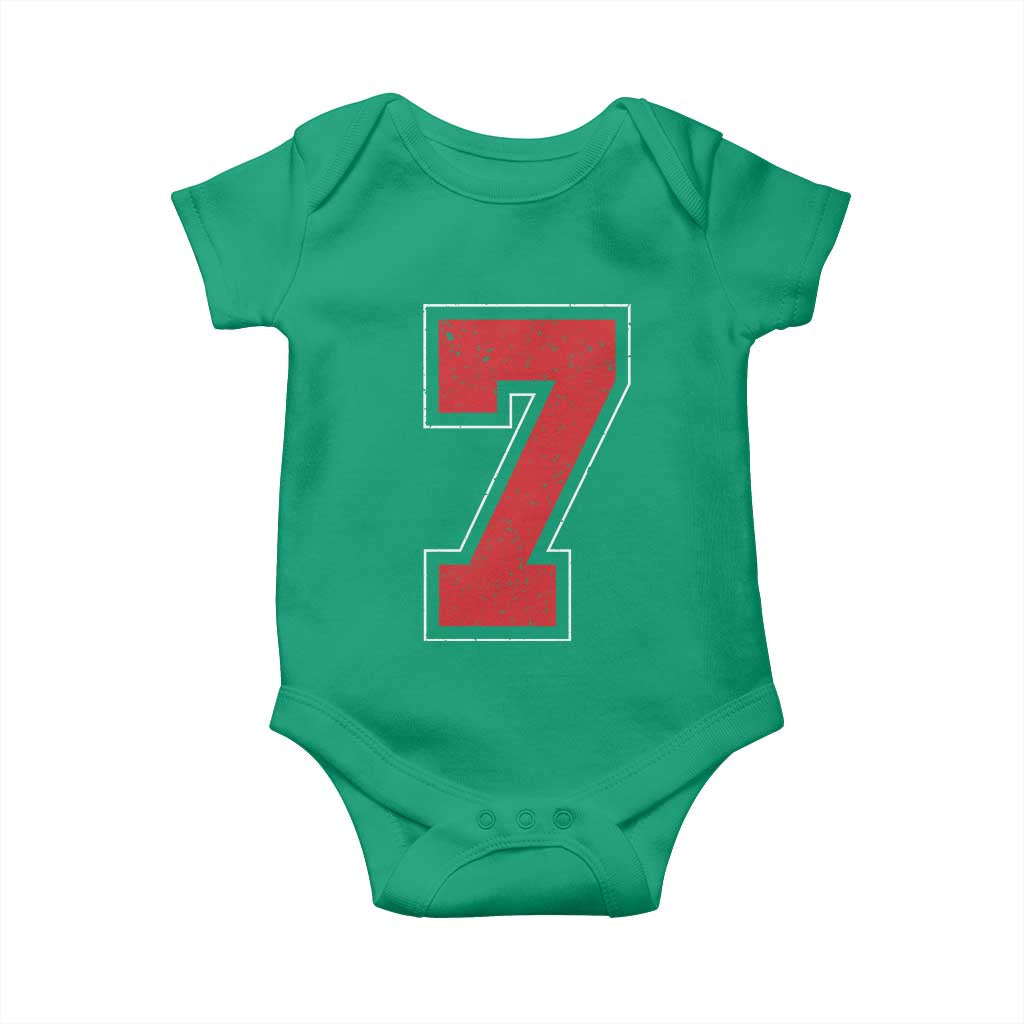 Number 7 Baby Onesie Fan Varsity Sports Team 67 Jersey Number TS11 Irish Green Print Your Wear