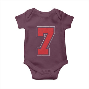Number 7 Baby Onesie Fan Varsity Sports Team 67 Jersey Number TS11 Maroon Print Your Wear