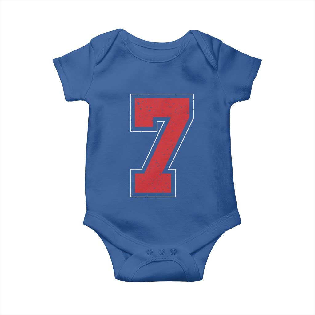 Number 7 Baby Onesie Fan Varsity Sports Team 67 Jersey Number TS11 Royal Blue Print Your Wear