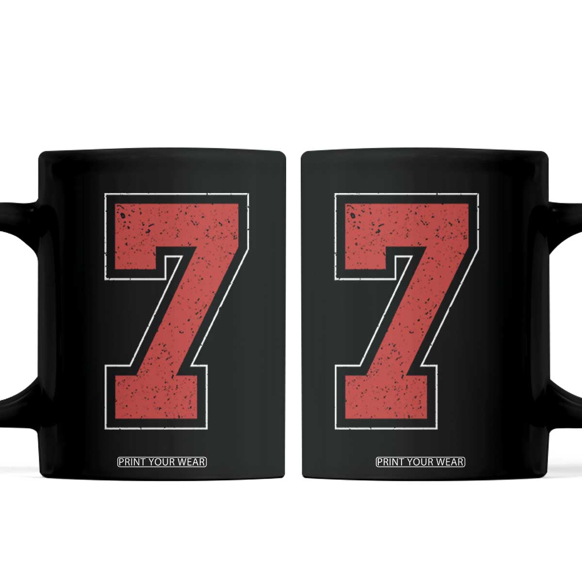 Number 7 Coffee Mug Fan Varsity Sports Team 67 Jersey Number TS11 Black Print Your Wear