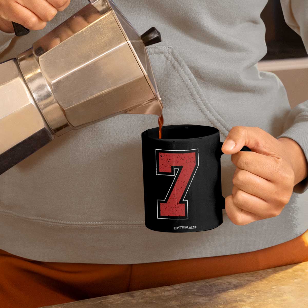 Number 7 Coffee Mug Fan Varsity Sports Team 67 Jersey Number TS11 Print Your Wear