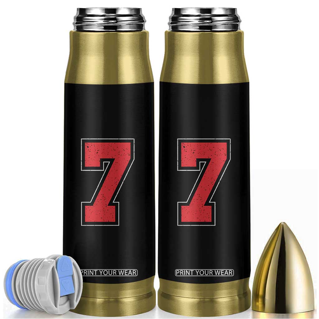 Number 7 Bullet Tumbler Fan Varsity Sports Team 67 Jersey Number TS11 Black Print Your Wear