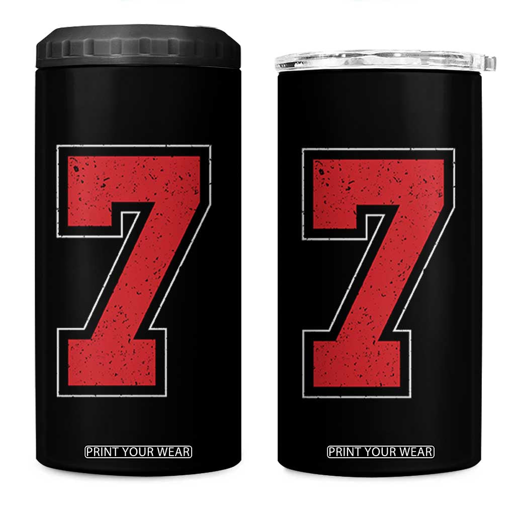 Number 7 4 in 1 Can Cooler Tumbler Fan Varsity Sports Team 67 Jersey Number TS11 One Size: 16 oz Black Print Your Wear