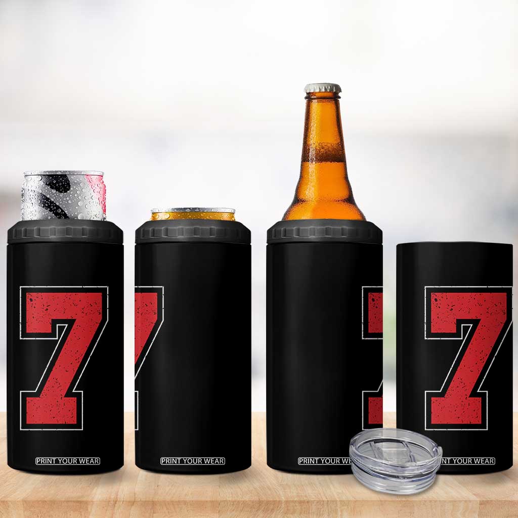 Number 7 4 in 1 Can Cooler Tumbler Fan Varsity Sports Team 67 Jersey Number TS11 Print Your Wear