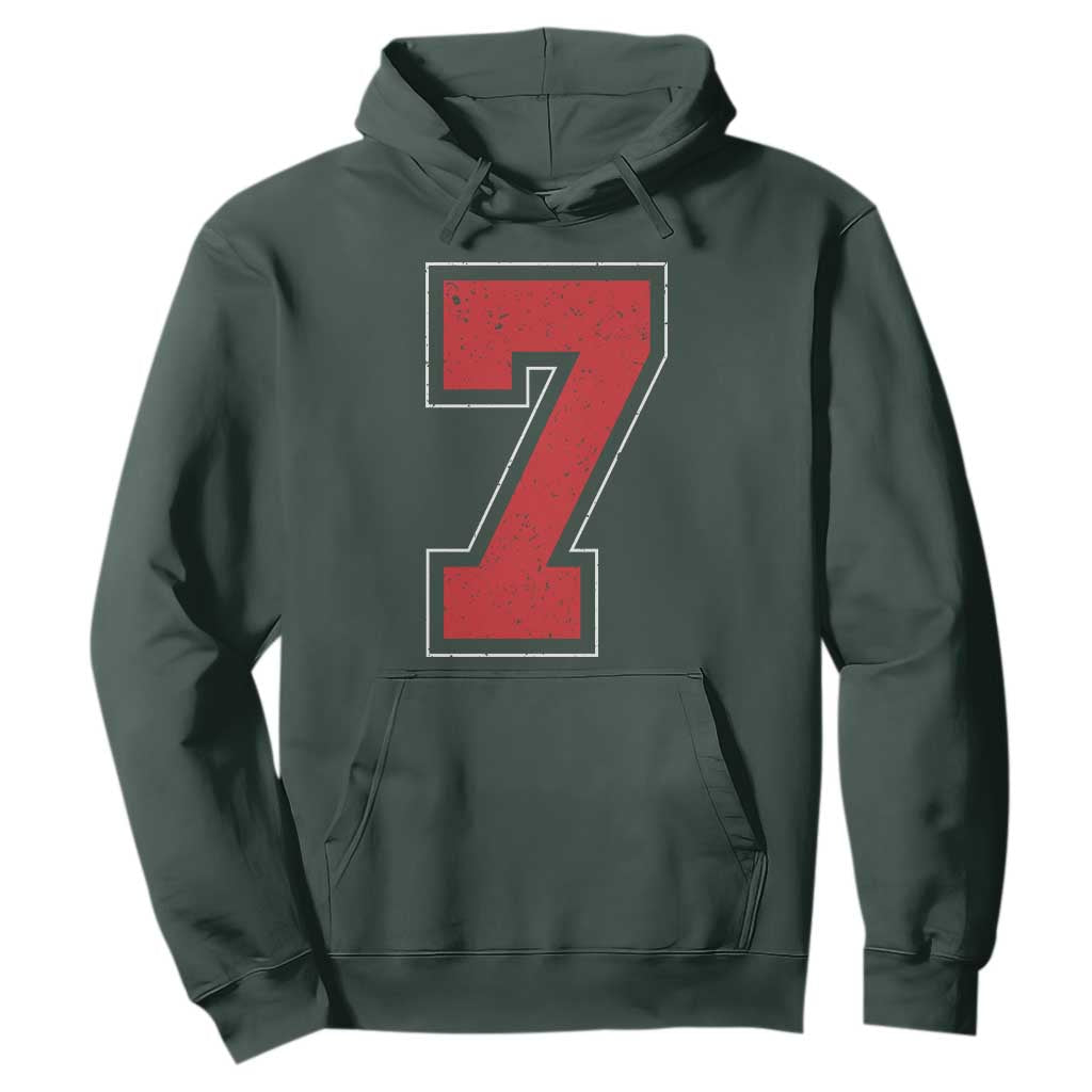 Number 7 Hoodie Fan Varsity Sports Team 67 Jersey Number TS11 Dark Forest Green Print Your Wear