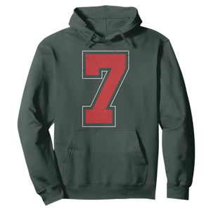 Number 7 Hoodie Fan Varsity Sports Team 67 Jersey Number TS11 Dark Forest Green Print Your Wear