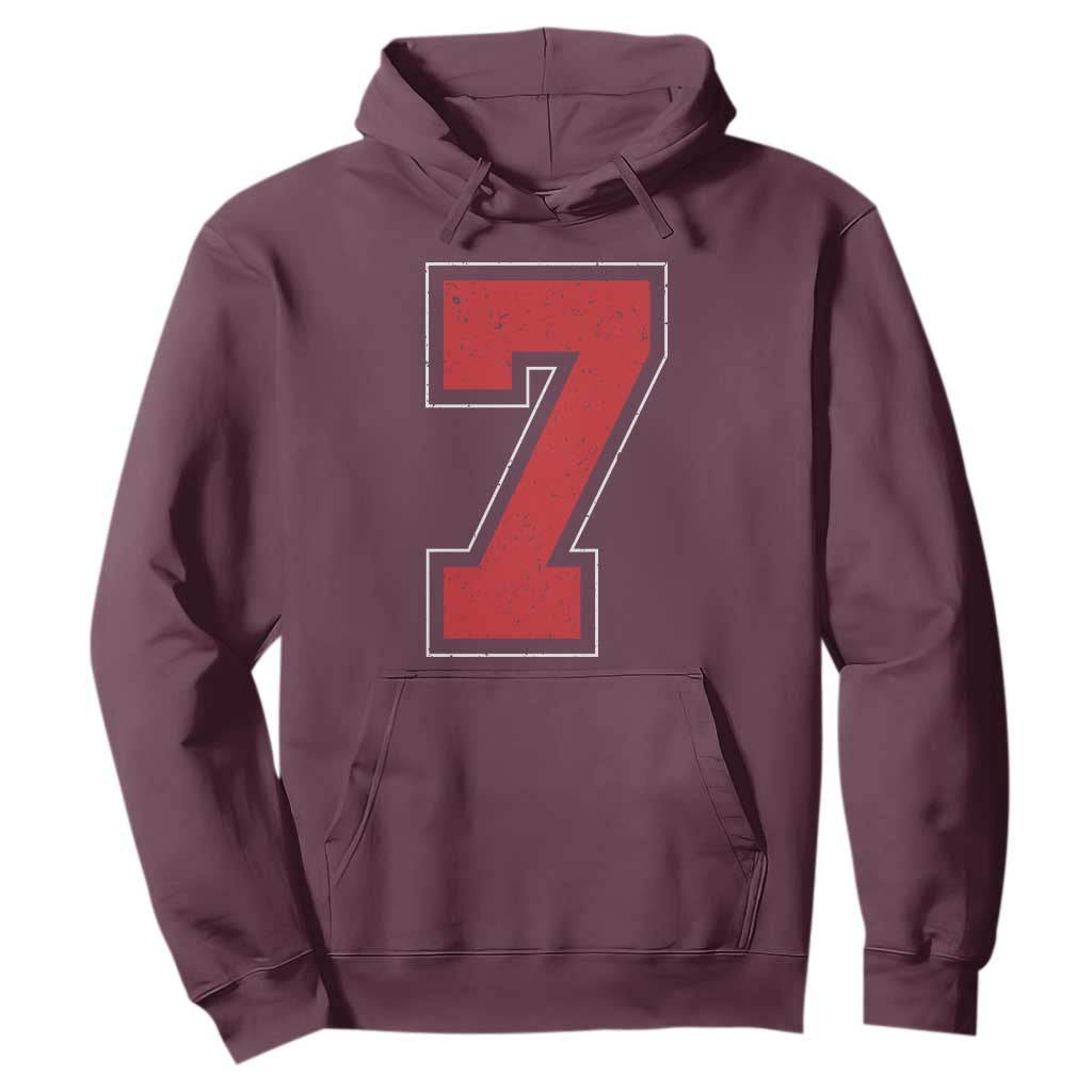 Number 7 Hoodie Fan Varsity Sports Team 67 Jersey Number TS11 Maroon Print Your Wear