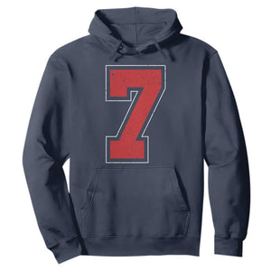 Number 7 Hoodie Fan Varsity Sports Team 67 Jersey Number TS11 Navy Print Your Wear