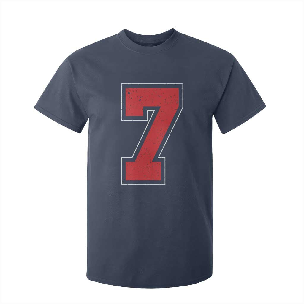 Number 7 T Shirt For Kid Fan Varsity Sports Team 67 Jersey Number TS11 Navy Print Your Wear