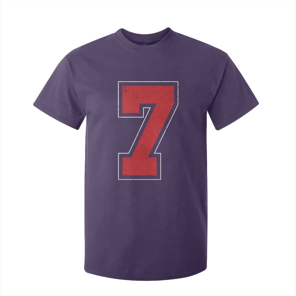 Number 7 T Shirt For Kid Fan Varsity Sports Team 67 Jersey Number TS11 Purple Print Your Wear