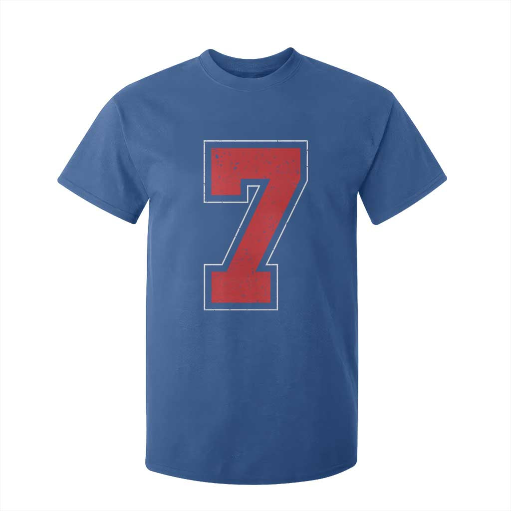 Number 7 T Shirt For Kid Fan Varsity Sports Team 67 Jersey Number TS11 Royal Blue Print Your Wear