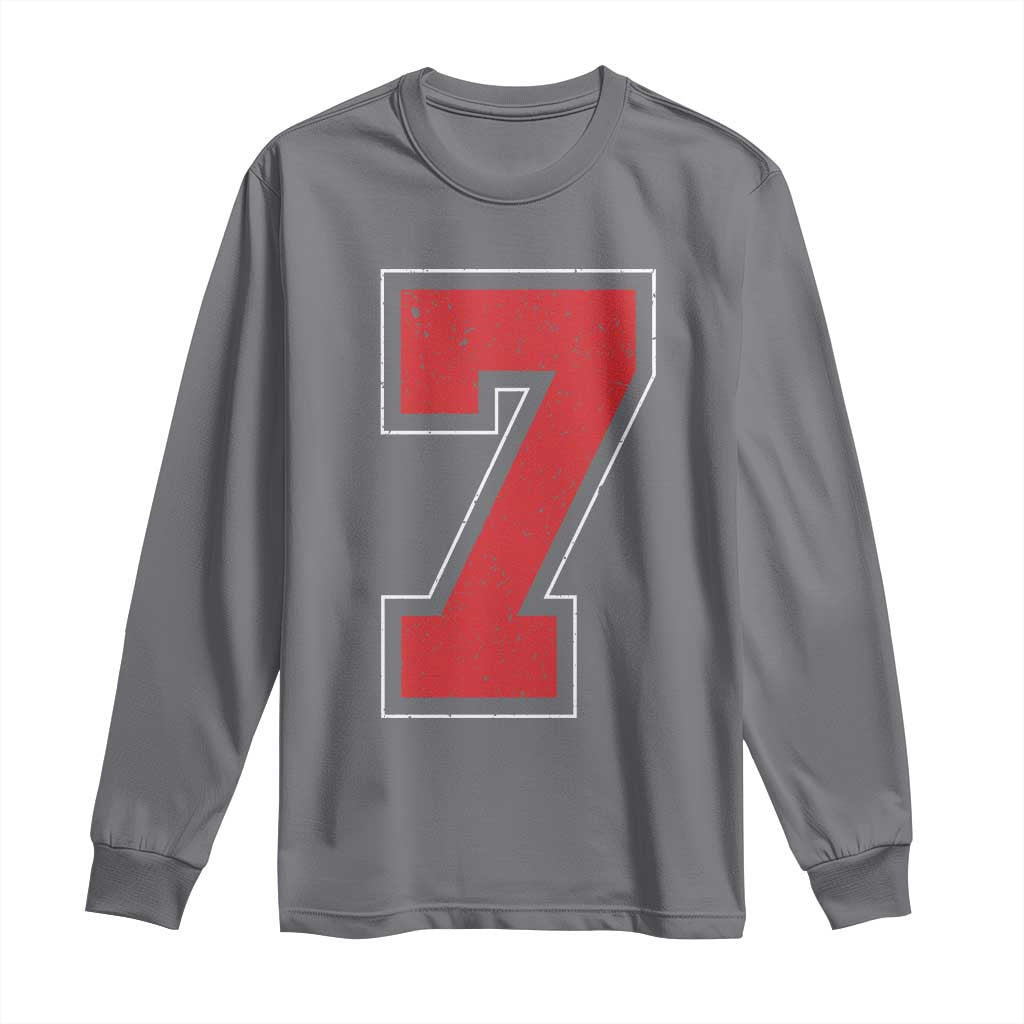Number 7 Long Sleeve Shirt Fan Varsity Sports Team 67 Jersey Number TS11 Charcoal Print Your Wear