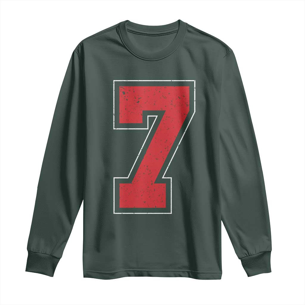 Number 7 Long Sleeve Shirt Fan Varsity Sports Team 67 Jersey Number TS11 Dark Forest Green Print Your Wear