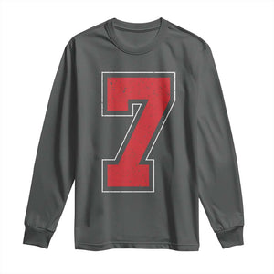 Number 7 Long Sleeve Shirt Fan Varsity Sports Team 67 Jersey Number TS11 Dark Heather Print Your Wear
