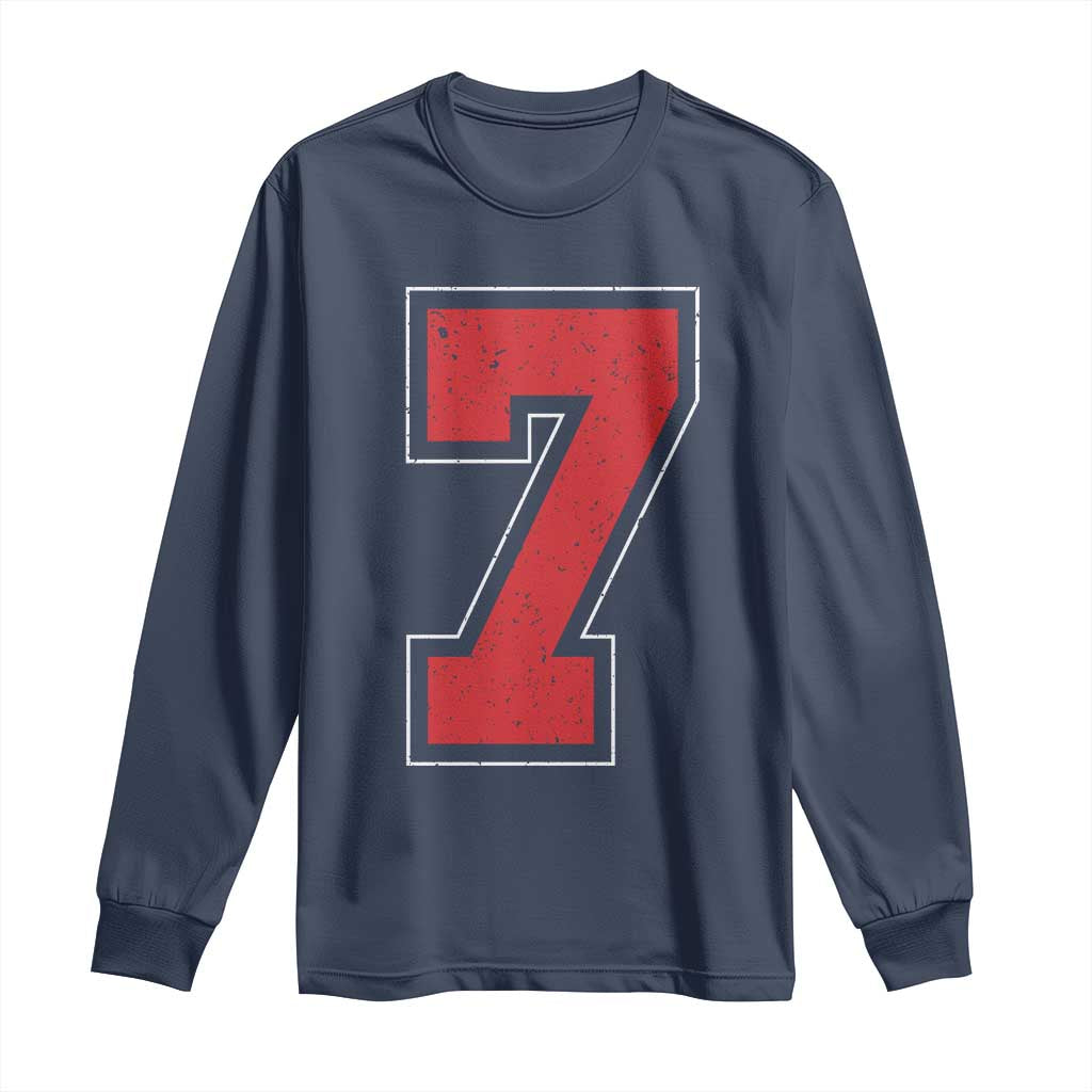 Number 7 Long Sleeve Shirt Fan Varsity Sports Team 67 Jersey Number TS11 Navy Print Your Wear