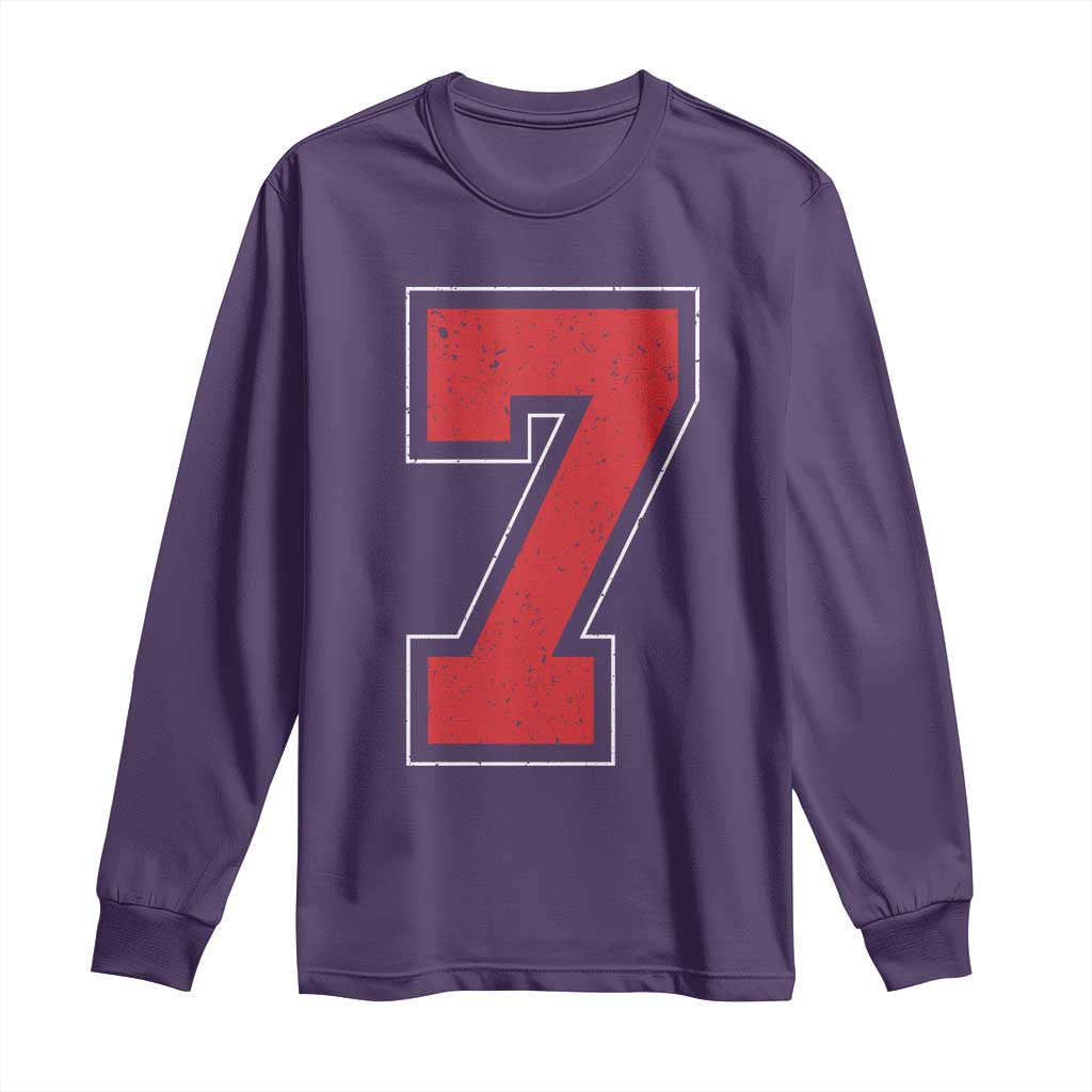 Number 7 Long Sleeve Shirt Fan Varsity Sports Team 67 Jersey Number TS11 Purple Print Your Wear