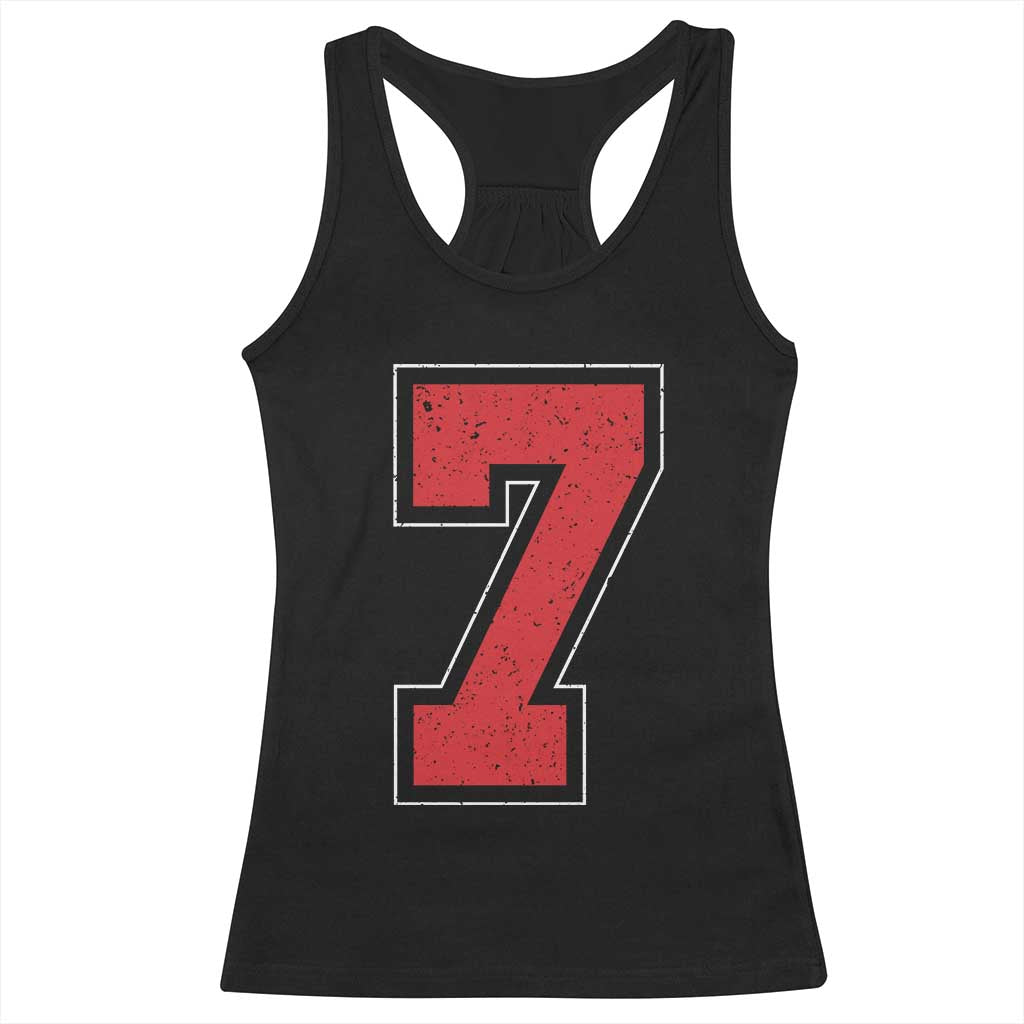 Number 7 Racerback Tank Top Fan Varsity Sports Team 67 Jersey Number TS11 Black Print Your Wear