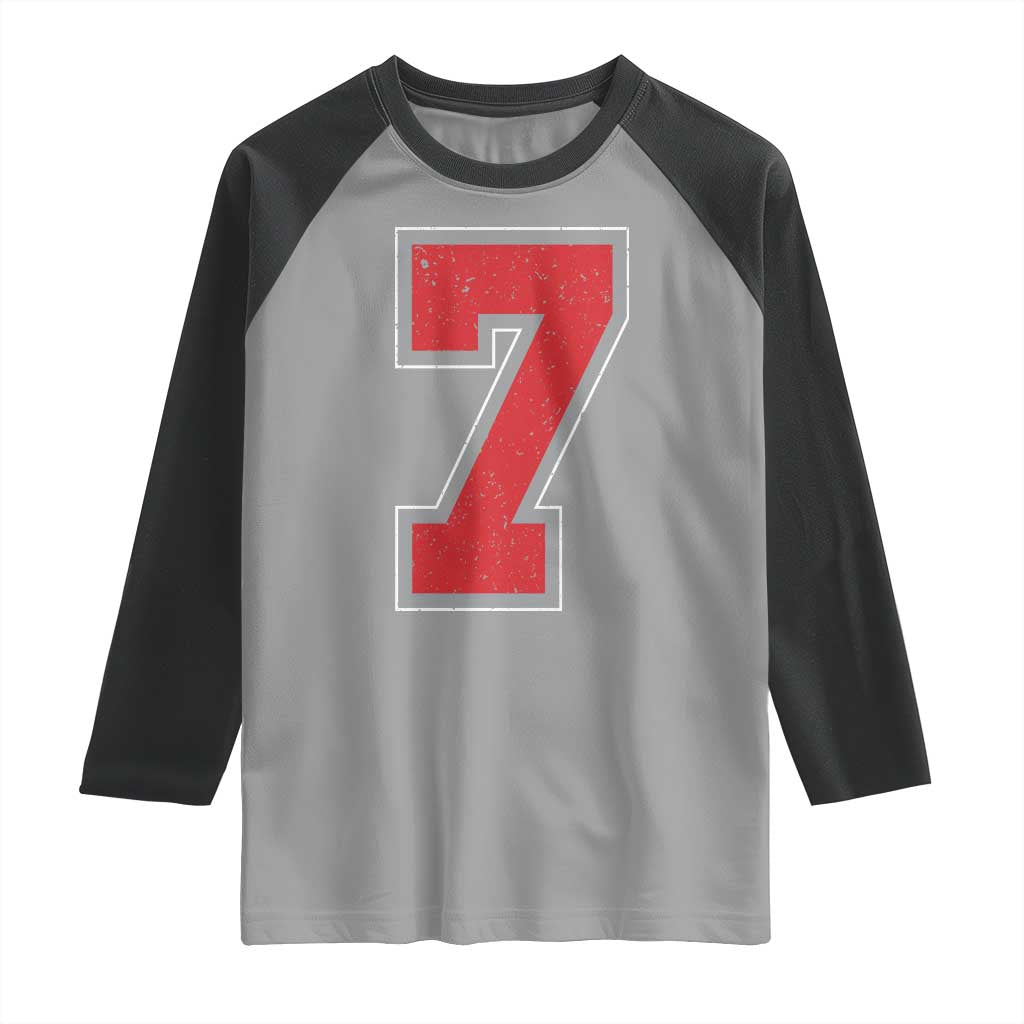 Number 7 Raglan Shirt Fan Varsity Sports Team 67 Jersey Number TS11 Sport Gray Black Print Your Wear