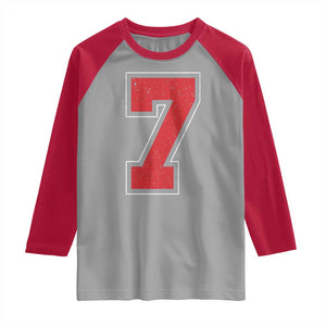 Number 7 Raglan Shirt Fan Varsity Sports Team 67 Jersey Number TS11 Sport Gray Red Print Your Wear