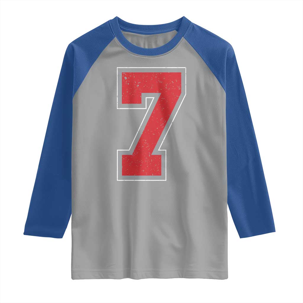 Number 7 Raglan Shirt Fan Varsity Sports Team 67 Jersey Number TS11 Sport Gray Royal Print Your Wear