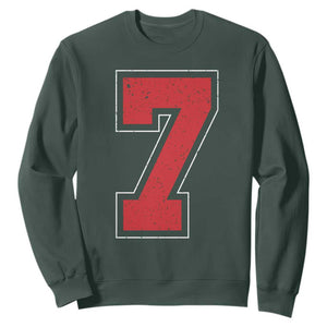 Number 7 Sweatshirt Fan Varsity Sports Team 67 Jersey Number TS11 Dark Forest Green Print Your Wear