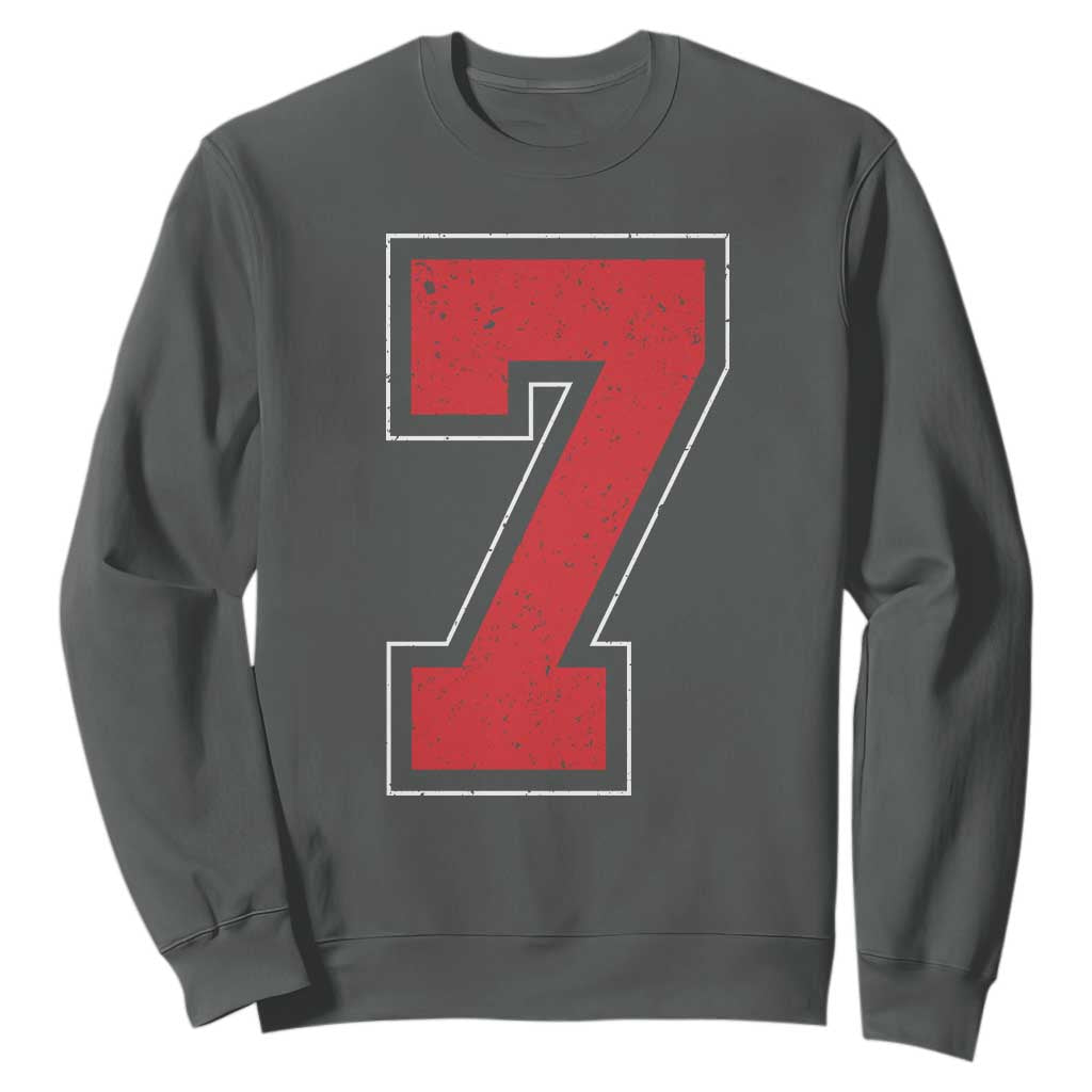 Number 7 Sweatshirt Fan Varsity Sports Team 67 Jersey Number TS11 Dark Heather Print Your Wear