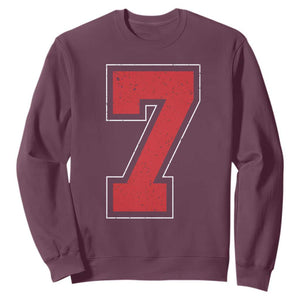 Number 7 Sweatshirt Fan Varsity Sports Team 67 Jersey Number TS11 Maroon Print Your Wear