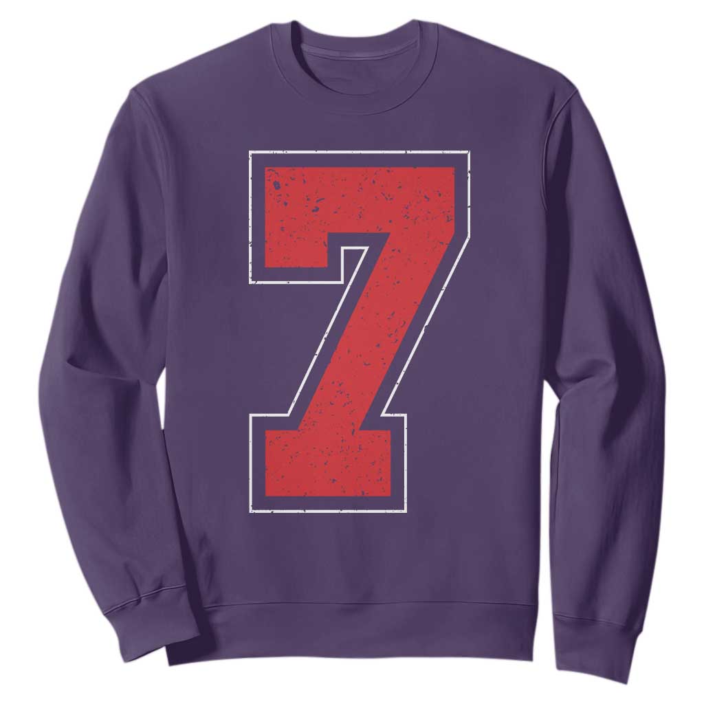 Number 7 Sweatshirt Fan Varsity Sports Team 67 Jersey Number TS11 Purple Print Your Wear