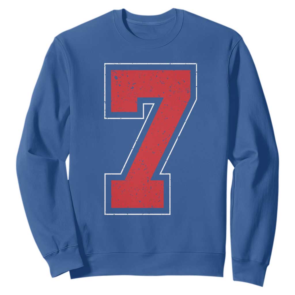 Number 7 Sweatshirt Fan Varsity Sports Team 67 Jersey Number TS11 Royal Blue Print Your Wear