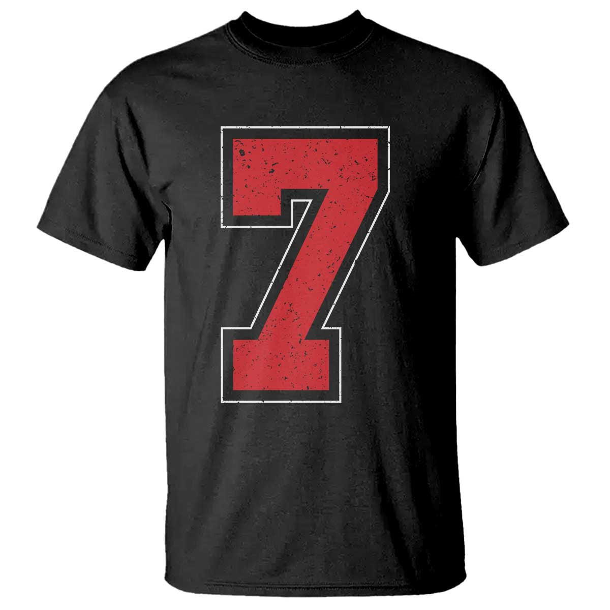 Number 7 T Shirt Fan Varsity Sports Team 67 Jersey Number TS11 Black Print Your Wear