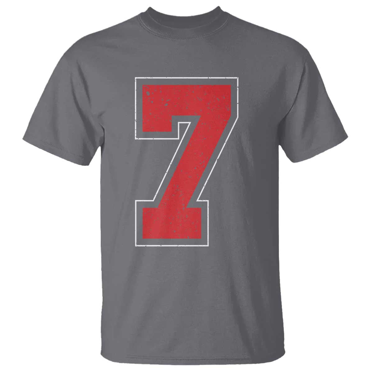 Number 7 T Shirt Fan Varsity Sports Team 67 Jersey Number TS11 Charcoal Print Your Wear