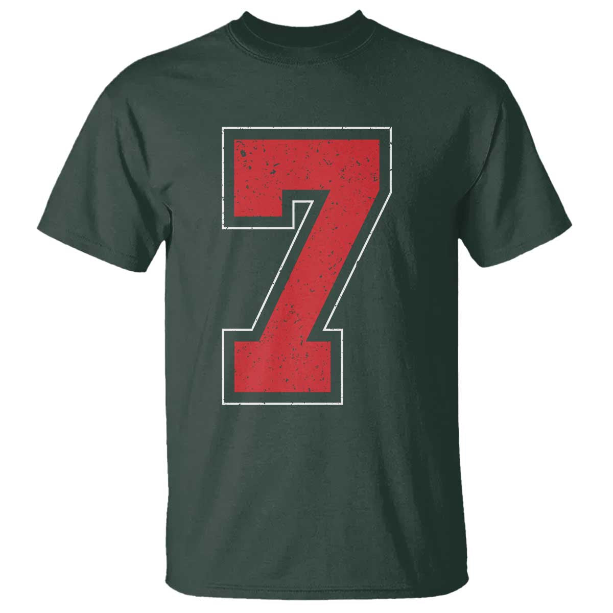 Number 7 T Shirt Fan Varsity Sports Team 67 Jersey Number TS11 Dark Forest Green Print Your Wear