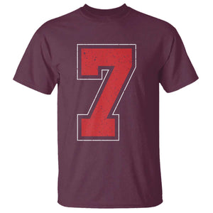 Number 7 T Shirt Fan Varsity Sports Team 67 Jersey Number TS11 Maroon Print Your Wear