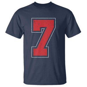 Number 7 T Shirt Fan Varsity Sports Team 67 Jersey Number TS11 Navy Print Your Wear