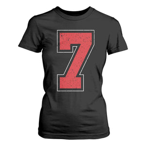 Number 7 T Shirt For Women Fan Varsity Sports Team 67 Jersey Number TS11 Black Print Your Wear