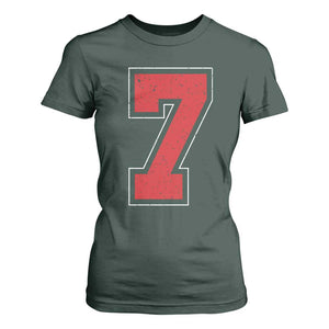 Number 7 T Shirt For Women Fan Varsity Sports Team 67 Jersey Number TS11 Dark Forest Green Print Your Wear