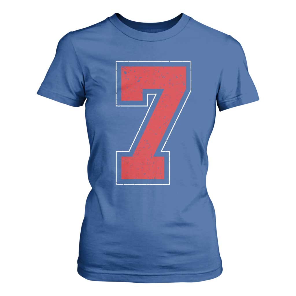 Number 7 T Shirt For Women Fan Varsity Sports Team 67 Jersey Number TS11 Royal Blue Print Your Wear
