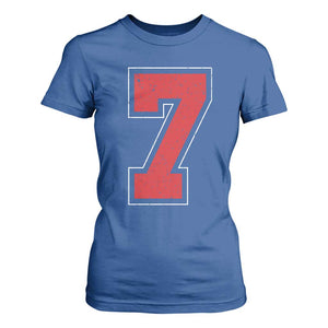 Number 7 T Shirt For Women Fan Varsity Sports Team 67 Jersey Number TS11 Royal Blue Print Your Wear