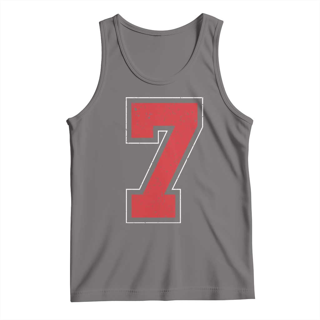 Number 7 Tank Top Fan Varsity Sports Team 67 Jersey Number TS11 Deep Heather Print Your Wear