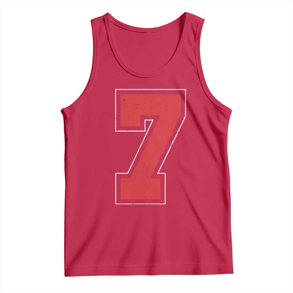 Number 7 Tank Top Fan Varsity Sports Team 67 Jersey Number TS11 Red Print Your Wear